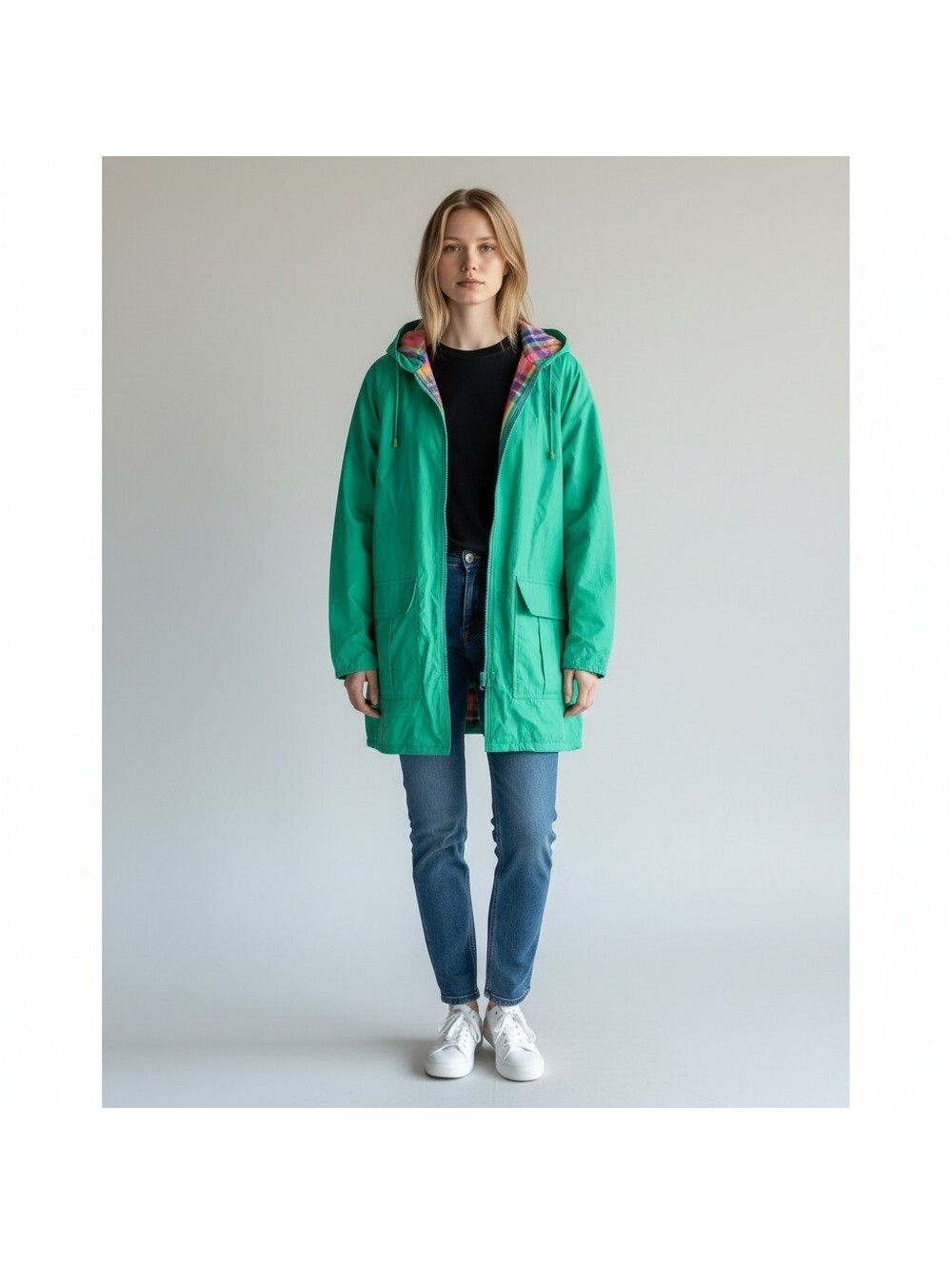 Misty Harbor Jacket Women S Small Green Full Zip Hooded Long Sleeve Pockets